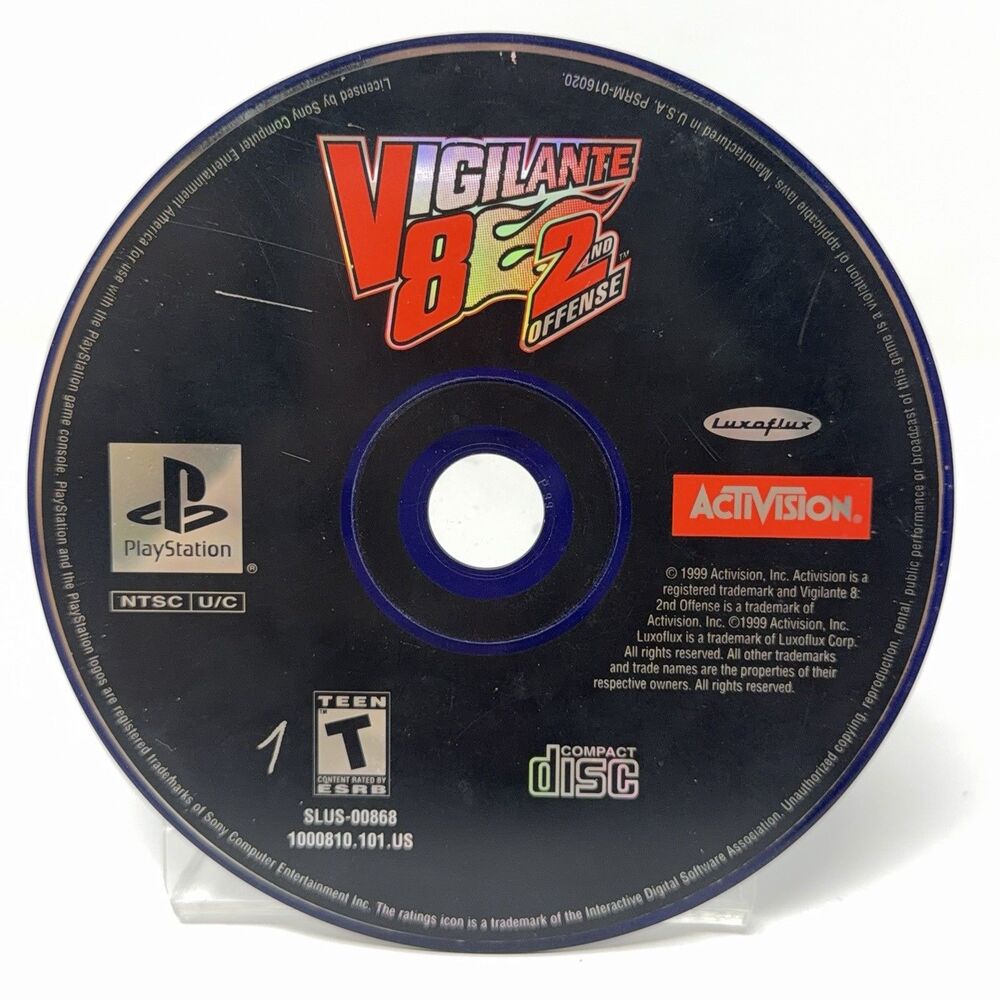 Vigilante 8 2nd Offense Sony PlayStation PS1 1999 Disc Only Refurbished Tested